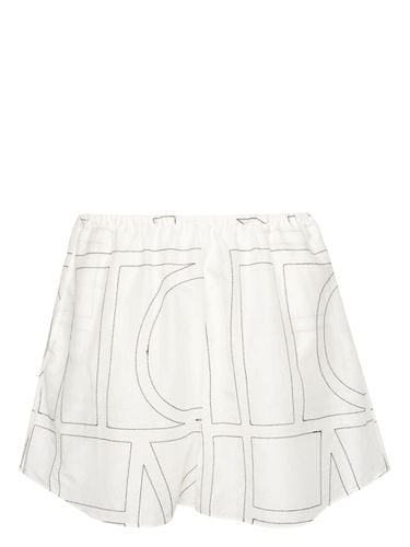 Monogram Cotton Blend Pajama Shorts - Toteme - Modalova