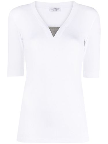 Cotton V-necked T-shirt - Brunello Cucinelli - Modalova