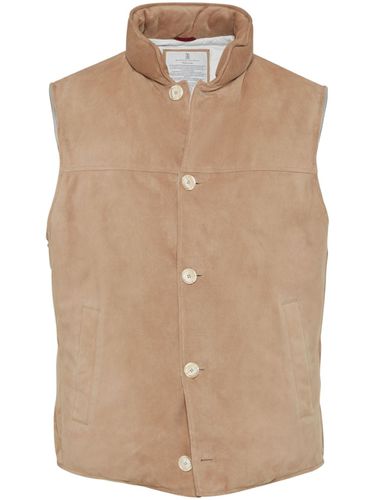 Suede Sleeveless Down Waistcoat - Brunello Cucinelli - Modalova