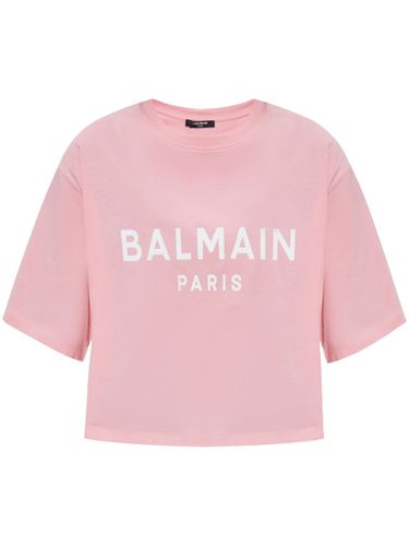 Logo Organic Cotton Cropped T-shirt - Balmain - Modalova