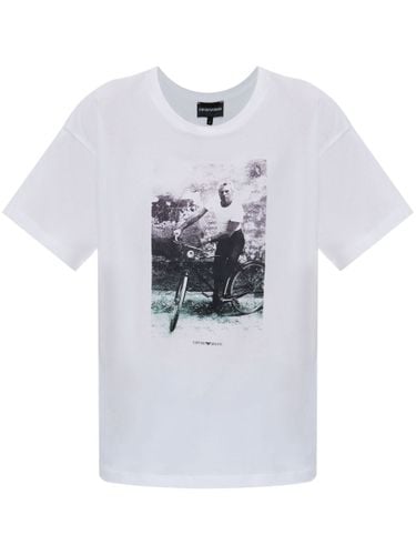 Printed Cotton T-shirt - Emporio Armani - Modalova