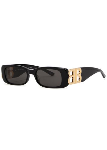 Rectangle-frame Sunglasses , Designer-engraved Charcoal Lenses, Gold-tone B Designer Plaque at Temples - Balenciaga - Modalova