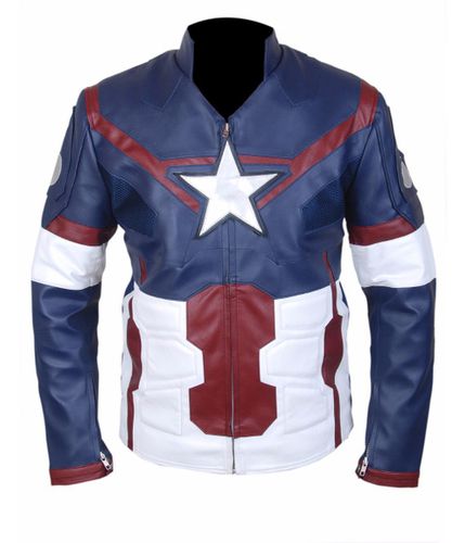 Avengers "Age Of Ultron" Captain America "CHRIS EVAN'S" Genuine Leather Jacket - Feather skin - Modalova