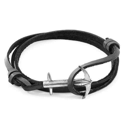 Coal Admiral Anchor Silver and Flat Leather Bracelet - ANCHOR & CREW - Modalova