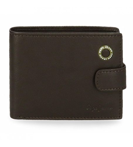 Unisex. 7373332 Portefeuille en cuir Badge Marron avec fermeture à clic (OSFA), Casuel - Pepe Jeans - Modalova