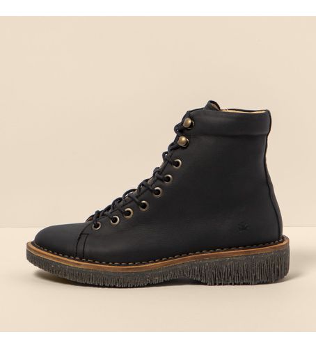 Bottines en cuir N5572 Wax Nappa /Volcano (36), Noir, Plat, 1 à 3 cm, Casuel - El Naturalista - Modalova