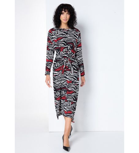 Robe midi fluide à imprimé animalier (XS), Casuel, Viscose, Manche longue - Victorio & Lucchino, V&L - Modalova