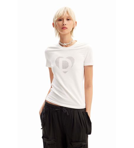 SWTKAK T-shirt avec logo en strass (M), Casuel, Coton, Manche courte - Desigual - Modalova