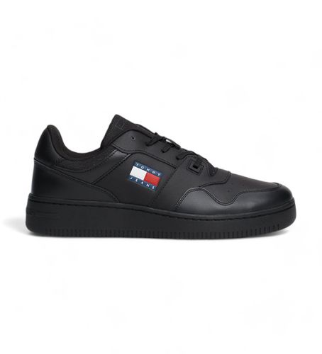 EM0EM01395 Essential Retro Basket Leather Sneakers (41), Cuir, Noir, Plat, Lacets, Casuel - Tommy Jeans - Modalova