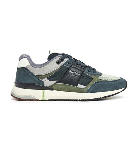 PMS60014 London Pro Mesh Leather Shoes (43), Cuir, Plat, Lacets, Casuel, Vert - Pepe Jeans - Modalova