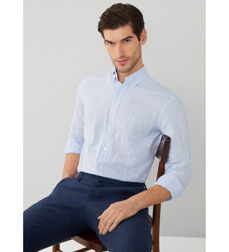 HM309952 Cot Lin Bengal Shirt (M), Bleu, Casuel, Coton, Classique, Manche longue - Hackett London - Modalova