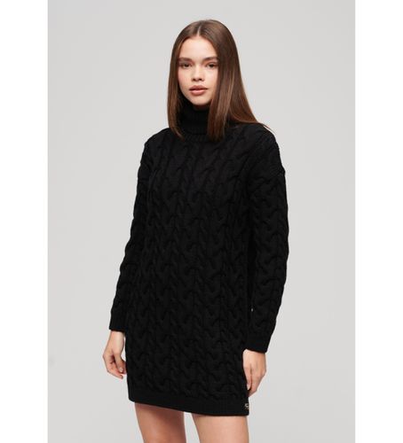 W8011722A Robe noire en tricot à col roulé (XS), Casuel, Polyester, Manche longue - Superdry - Modalova