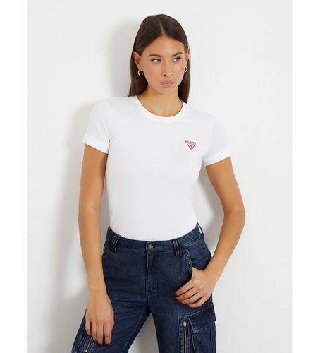 W2YI44J1314 T-shirt stretch avec petit logo triangulaire (M), Casuel, Coton, Manche courte - Guess - Modalova