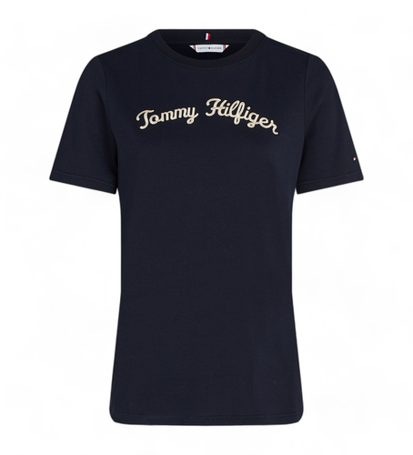 WW0WW42589 T-shirt avec logo en police Script brodé en (S), Casuel, Coton, Manche courte - Tommy Hilfiger - Modalova