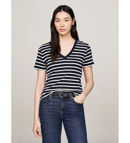 WW0WW40584 T-shirt slim à col en V, (L), Casuel, Coton, Manche courte - Tommy Hilfiger - Modalova