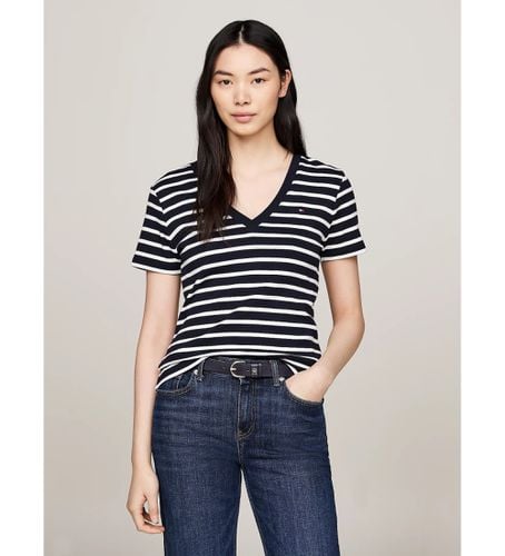 WW0WW40584 T-shirt slim à col en V, (S), Casuel, Coton, Manche courte - Tommy Hilfiger - Modalova