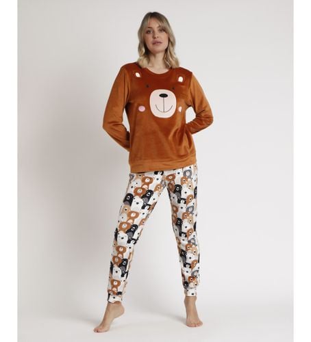 Pyjama à manches longues Velvet Bear Family Brown (S), Marron, Homewear, Polyester, Manche longue - Admas - Modalova