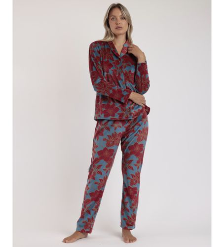 Pyjama ouvert à manches longues en velours de luxe marron (S), Homewear, Grenat, Polyester, Manche longue - Admas - Modalova