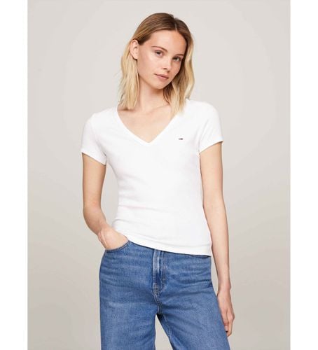 DW0DW17385 Essential V-neck T-shirt (XXS), Blanc, Casuel, Manche courte, Le coton biologique, Durable - Tommy Jeans - Modalova