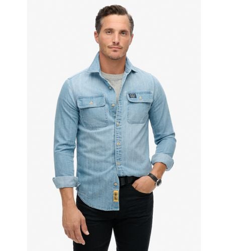 M4010904A Chemise brodée bleue Workwear (L), Casuel, Coton, Manche longue - Superdry - Modalova