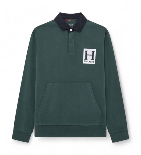 HM570829 Polo Heritage H à poches vertes (S), Casuel, Coton, Manche longue - Hackett London - Modalova