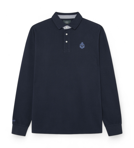 HM550982 Polo Heritage Small Logo (M), Casuel, Coton, Manche longue, Marine - Hackett London - Modalova