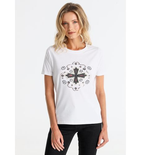 T-shirt blanc western avec strass (XS), Casuel, Coton, Manche courte - Lois Jeans - Modalova