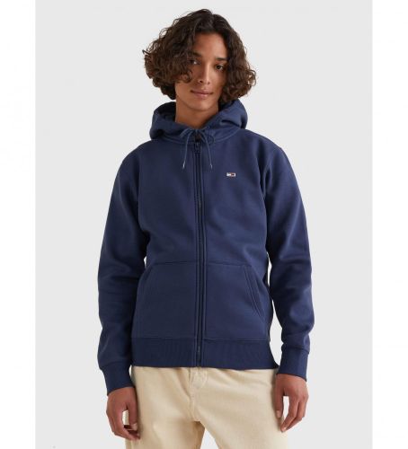 Til mænd. DM0DM09592 Fleece sweatshirt med hætte, navy (XS), Casual, Bomuld, Lange ærmer, Bæredygtig, Blå - Tommy Jeans - Modalova