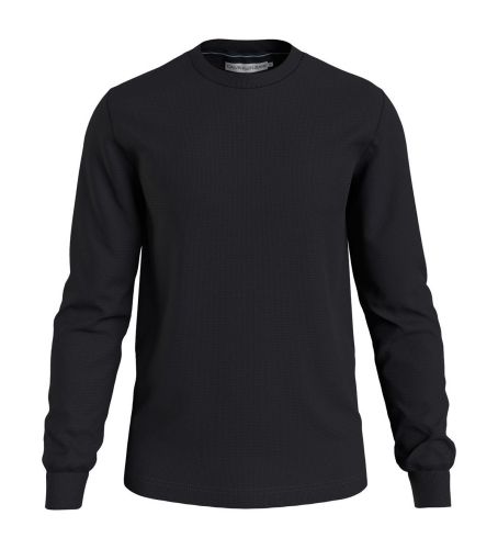 Til mænd. J30J323485 Langærmet slim fit sweatshirt i præget strikstof (XXS), Casual, Lange ærmer, Økologisk bomuld, B - Calvin Klein Jeans - Modalova