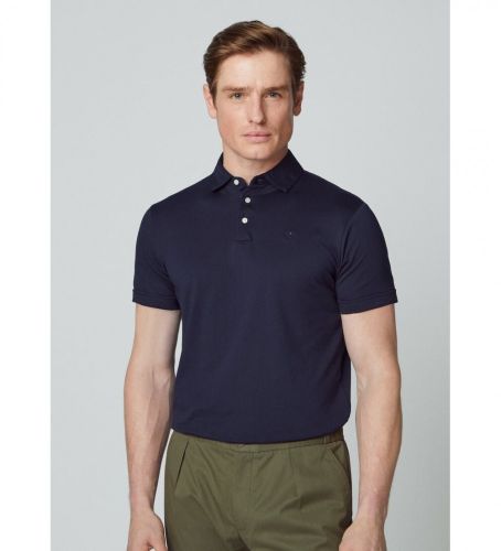 Til mænd. HM563205 Navy poloshirt i pimabomuld (M), Casual, Korte ærmer, Blå - Hackett London - Modalova