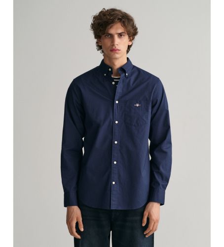 Til mænd. 3000100 Regular Fit poplin-skjorte navy (M), Casual, Bomuld, Klassisk, Lange ærmer, Bæredygtig - Gant - Modalova