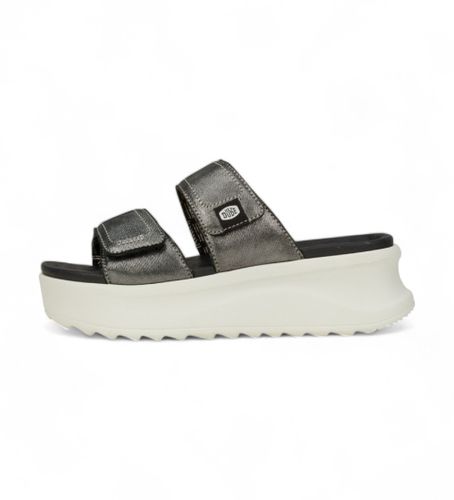 Til kvinder. HD41760 Delray Slide Classic sølvfarvede sandaler (38), Sølvfarvet, 5-8 cm, Ingen, Casual - HeyDude - Modalova