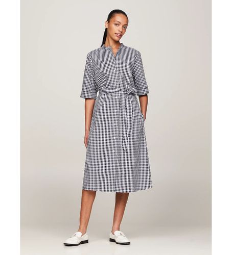 Til kvinder. WW0WW42443 gingham skjortekjole (34), Sort, Casual, Lange ærmer, Økologisk bomuld - Tommy Hilfiger - Modalova