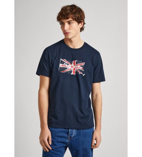 Til mænd. PM509384 Clag navy T-shirt (XL), Casual, Bomuld, Korte ærmer, Bæredygtig, Blå - Pepe Jeans - Modalova