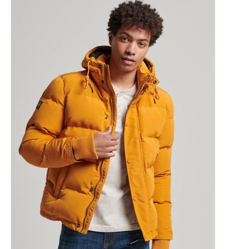 Til mænd. M5011743A Everest sennepsfarvet quiltet hættejakke med hætte (S), Casual, Polyester, Sennepsgul - Superdry - Modalova