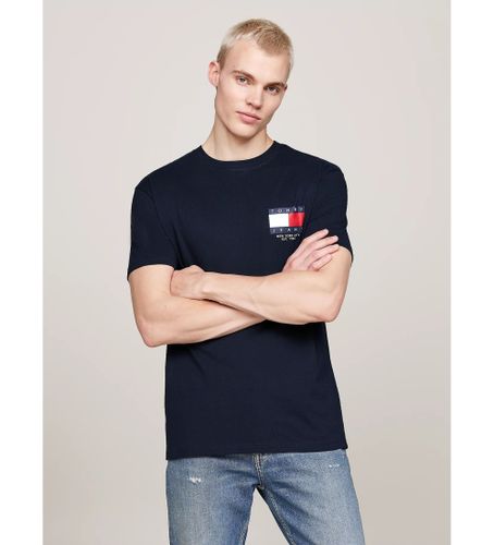 Til mænd. DM0DM19695 T-shirt med navy-patch (S), Casual, Korte ærmer, Økologisk bomuld, Bæredygtig, Blå - Tommy Jeans - Modalova