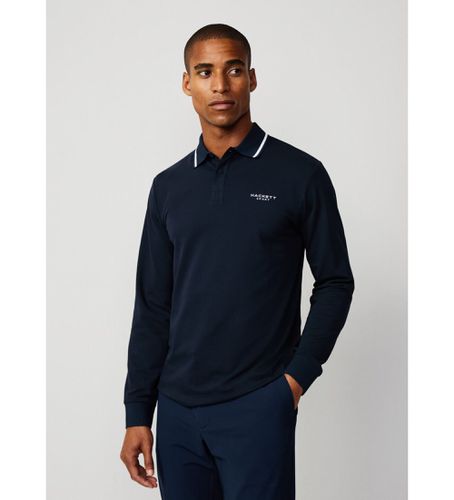 Til mænd. HM550983 Polo Hs Tipped navy (XL), Casual, Bomuld, Lange ærmer, Blå - Hackett London - Modalova