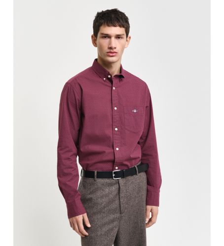 Til mænd. 3240160 Regular Fit-skjorte med bordeaux mikroprint (4XL), Casual, Bomuld, Lange ærmer, Burgund - Gant - Modalova