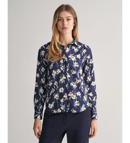 Til kvinder. 4300417 Regular Fit-skjorte i bomuldschiffon med marineblomstret print (36), Casual, Lange ærmer, Blå - Gant - Modalova