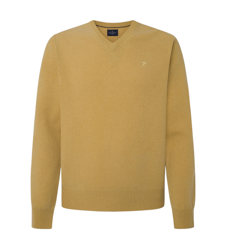 Til mænd. HM703240 Sennepsfarvet pullover med V-sting (S), Casual, Bomuld, Sennepsgul - Hackett London - Modalova