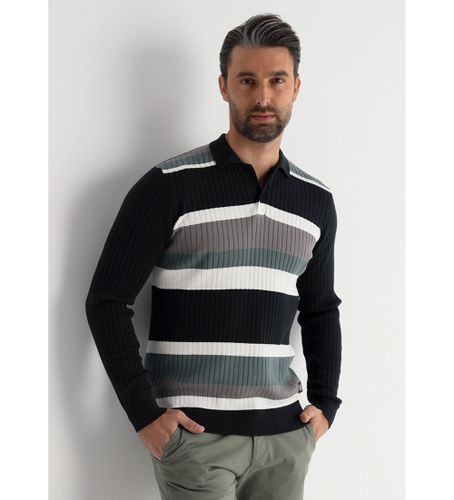 Til mænd. 630187088 Langærmet stribet finstrikket poloshirt multicolour (M), Casual, Flerfarvet, Bomuld, Lange ærmer - Victorio & Lucchino, V&L - Modalova