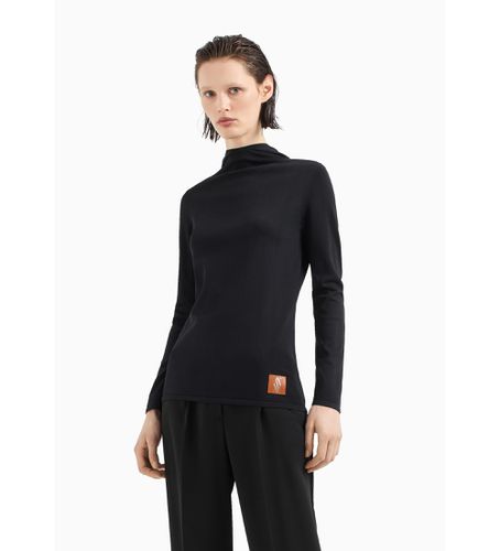 Til kvinder. 6DYM1DYMH6Z1200 Pullover med hætte og monogram-patch ASV Black (M), Sort, Casual, Viscose - Armani Exchange - Modalova