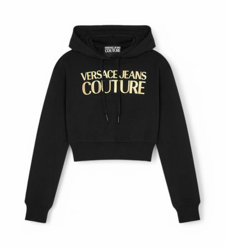 Til kvinder. 78HAIE00-CF00E Kort sweatshirt med hætte og logo, (S), Casual, Bomuld - Versace Jeans Couture - Modalova