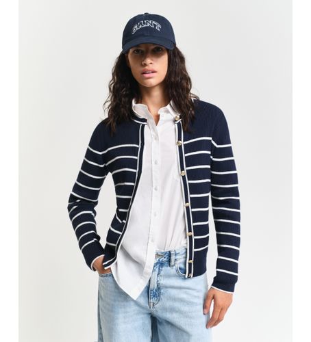 Til kvinder. 4805307 Bretonstribet cardigan i navyfarvet ribbet stof (S), Casual, Bomuld, Blå - Gant - Modalova