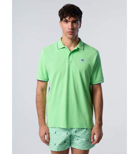 Til mænd. 692452 Limegrøn poloshirt med logo på kraven (S), Casual, Korte ærmer, Økologisk bomuld, Bæredygtig - North Sails - Modalova