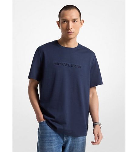 Til mænd. CF4529H1V2 Bomulds-T-shirt med navy-broderet logo (S), Casual, Korte ærmer, Blå - Michael Kors - Modalova