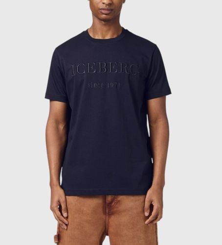 Til mænd. 25EI1P0F0146327 T-shirt med broderet logo (S), Casual, Bomuld, Korte ærmer - Iceberg - Modalova