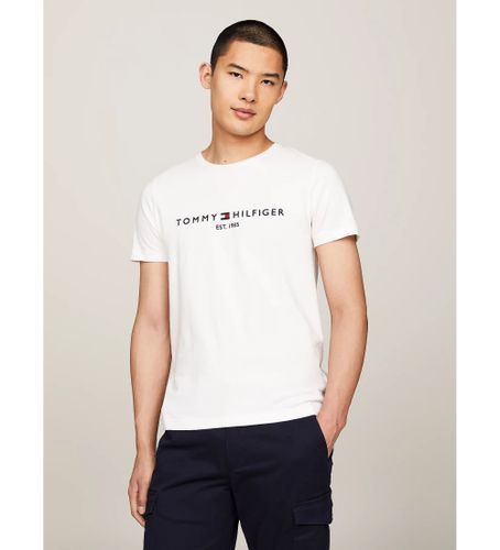 Til mænd. MW0MW11465 T-shirt med hvidt logo (S), Casual, Korte ærmer, Økologisk bomuld - Tommy Hilfiger - Modalova