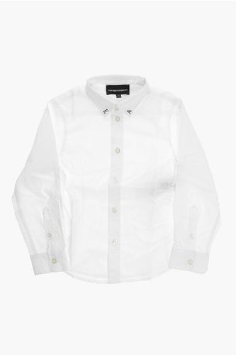 EMPORIO Cotton Poplin Shirt with Embroidery on the Collar size 10 Y - Armani Junior - Modalova