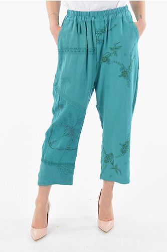 Floral Embroidered Flax JUAN Cropped Pants size S - By Walid - Modalova